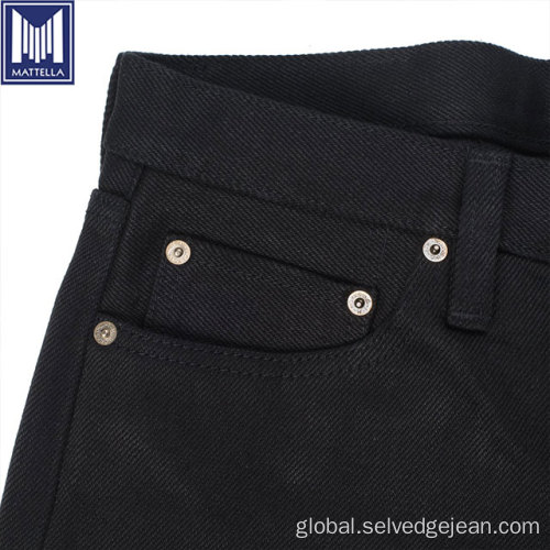 Online selling winter 17oz black indigo selvage denim tapered jeans Factory